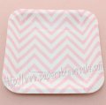 7" Pink Chevron Square Paper Plates 60pcs