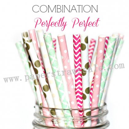 200pcs PERFECTLY PERFECT Paper Straws Mixed [themedstraws187]
