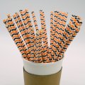 Halloween Black Orange Chevron Wave Paper Straws 500 pcs