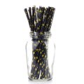 Gold Foil Polka Dot Black Paper Straws 500 pcs