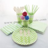 193 pieces/lot Party Dinnerware Set Green Zig Zag