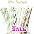 300pcs MINT NEUTRALS Paper Straws Mixed