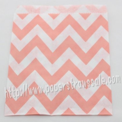 Pink Wide Chevron Paper Favor Bags 400pcs [pfbags009]
