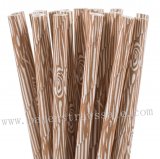 Brown Woodland Wood Grain Paper Straws 500pcs