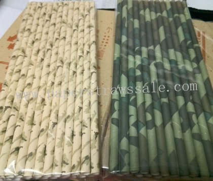 Camouflage Pattern Paper Straws 1000pcs Mixed 2 Colors [camostraws001]