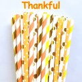100 Pcs/Box Mixed Orange Yellow Gold Thankful Paper Straws