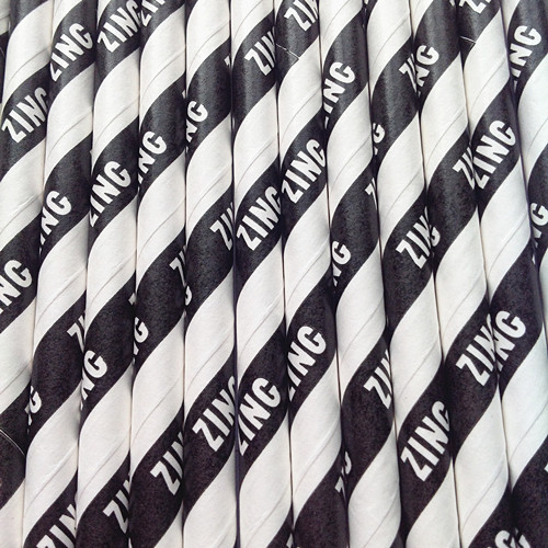 ZING Printed Paper Straws with Black Stripe 500pcs - Click Image to Close