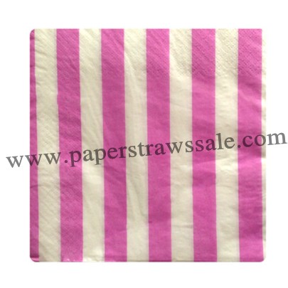 Pink Striped Printed Paper Napkins 300pcs - Click Image to Close