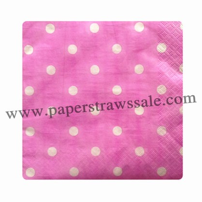 Pink Paper Napkins with White Polka Dot 300pcs - Click Image to Close