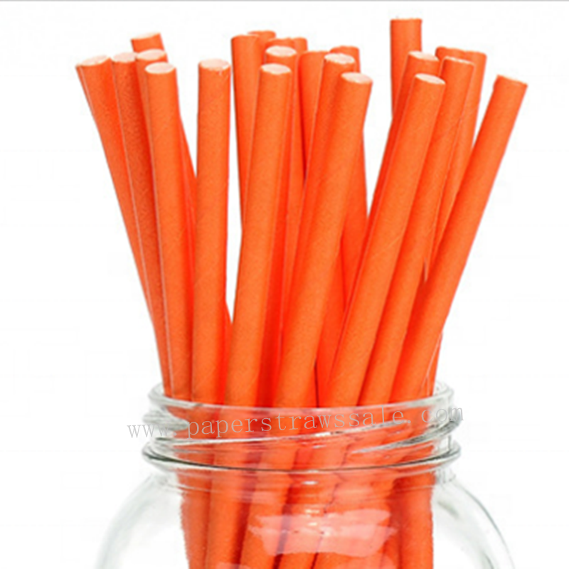 Party Plain Orange Solid Paper Straws 500 pcs