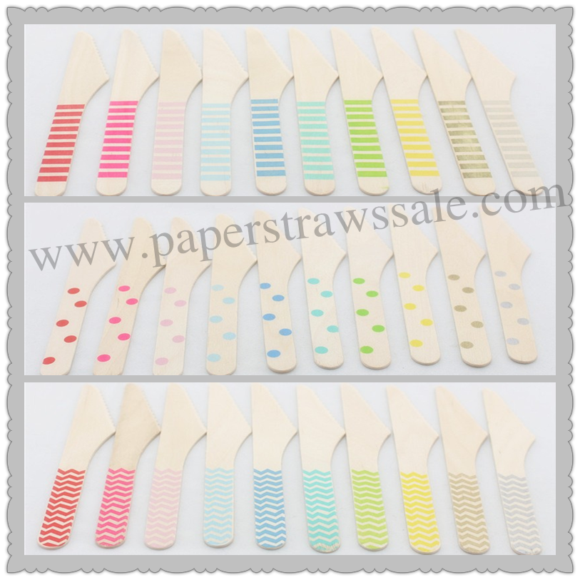 1500pcs Mixed 30 Colors Striped Chevron Dot Wooden Knives